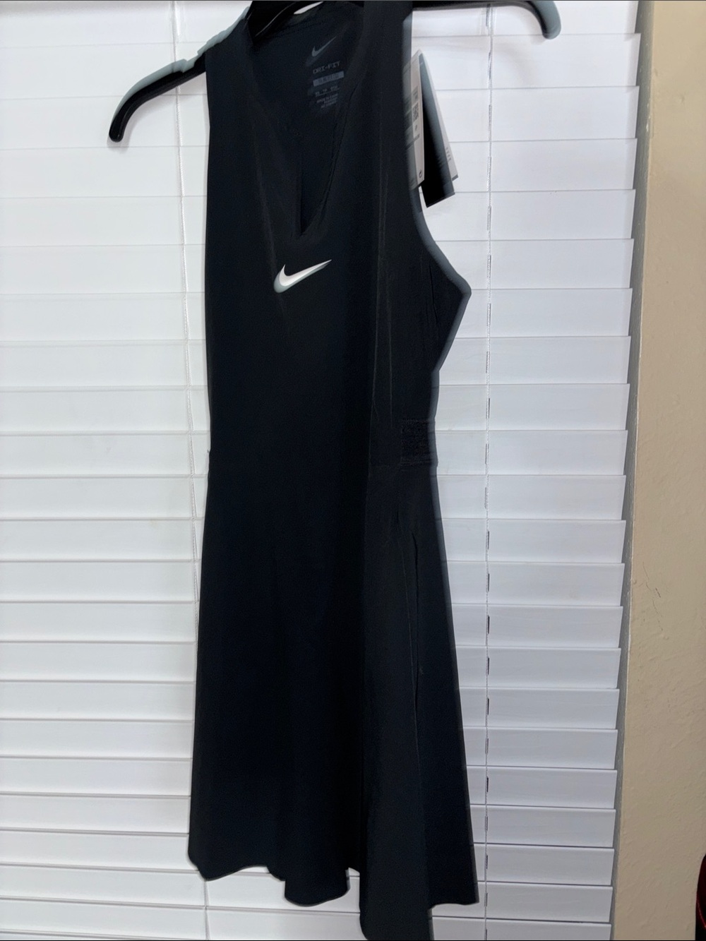 New Nike Dri Fit Black Sleeveless Athletic Dress with White Swooshsize XS